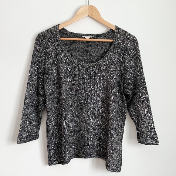 Eileen Fisher black silver metallic sweater - Picture 1 of 5
